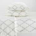 thumbnail image 4 of Great Bay Home Printed Velvet Plush Warm and Cozy Fleece Sheet Set  (Twin, Lattice - White / Grey), 4 of 6