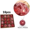 thumbnail image 4 of 16 piezas/caja de 6 cm, adornos de bolas de Navidad, color champán, dorado, rojo, con purpurina, bolas de espuma, manualidades para colgar en el árbol de Navidad, regalo de Navidad, 4 of 5
