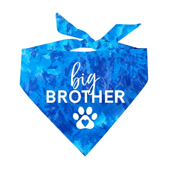Big Brother Heart Paw Scrunch Tie Dye Pattern Triangle Dog Bandana