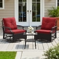 thumbnail image 2 of STARY Outdoor Swivel Rocker Chairs with Coffee Table, 3 Pieces Wicker Patio Furniture Set, Rattan Outdoor Bistro Set for Backyard, Red, 2 of 10