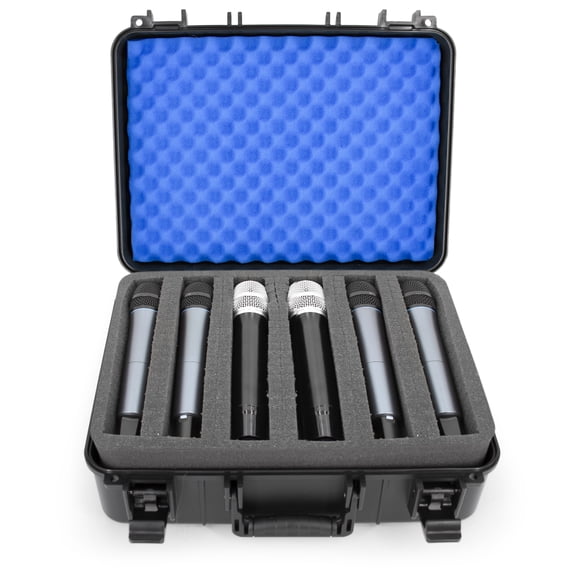CASEMATIX Wireless Microphone Case for 12 Mics – Customizable Hard Shell Travel Mic Case with Foam Compatible with Shure, Sennheiser, AKG, Audio-Technica