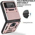 thumbnail image 6 of for Samsung Galaxy Z Flip 4 Case, with Ring Kickstand and Camera Protection,Heavy Duty Protective Shockproof Protective Rubber PC Phone Back Cover for Samsung Galaxy Z Flip 4 5G 2022, Rosegold, 6 of 8