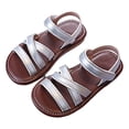 thumbnail image 4 of UAYOTSE Big Girls Sandals Open Toe Adjustable Strap Flat Dress Sandals Elegant for Wedding Events,Sizes 11, 4 of 5