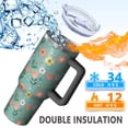 thumbnail image 5 of 40oz Pioneer Flower Floral Print Pattern Insulated Tumbler with Handle, BPA-Free Leak Proof Lid and Straws, Double Wall Vacuum, Hot 12h/Cold 34h, 5 of 6