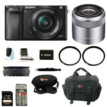 Sony Alpha A6000 Mirrorless Digital Camera w/ 16-50mm + 30mm Lens + 32GB Kit