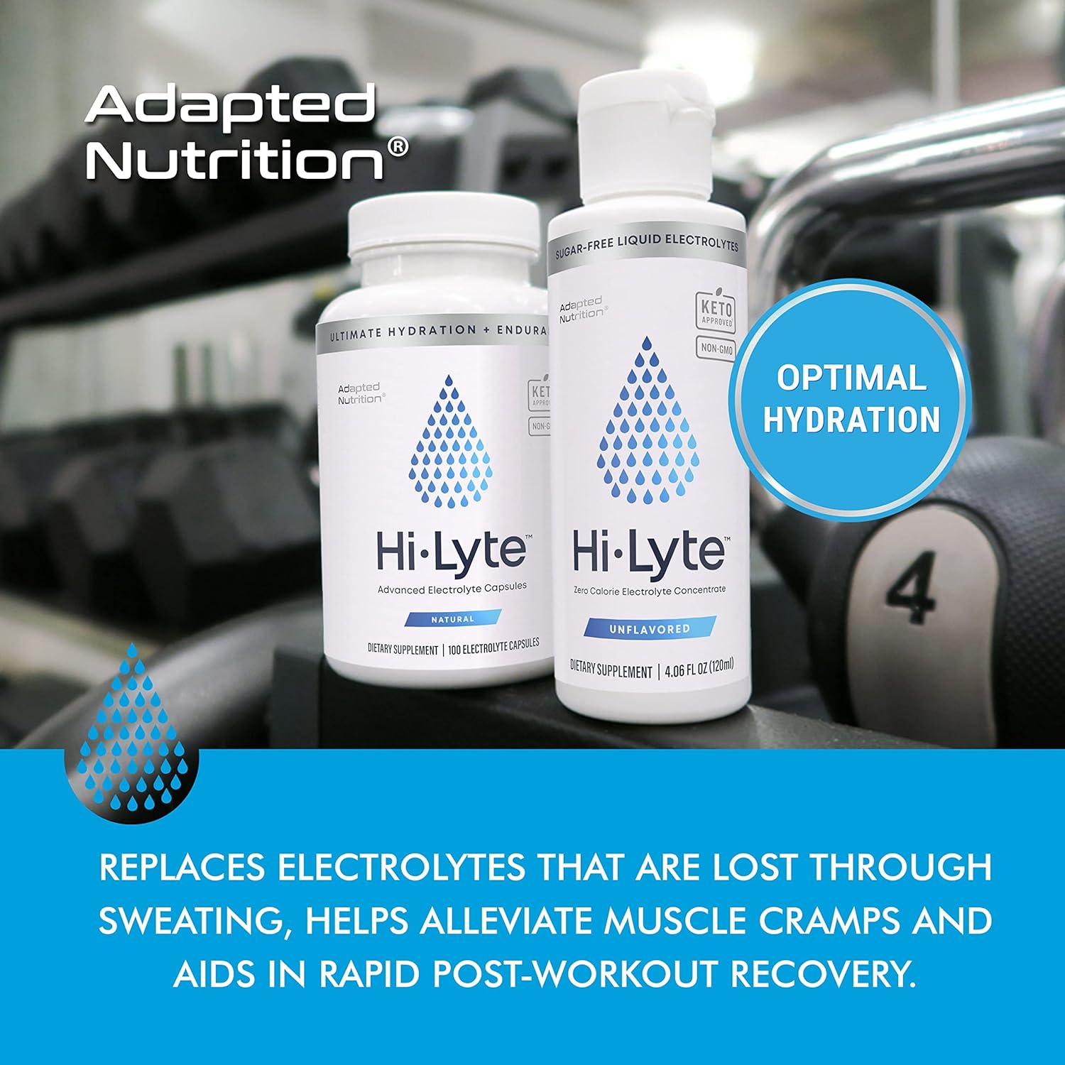 Adapted Nutrition | Hi-Lyte Concentrate Unflavored Liquid Electrolyte |  48 Servings - image 4 of 9