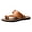 Brown, variant on Men's Leather Flat Flip Flops Sandals Casual Open Toe Comfortable Soft Bottom Slip on Orthotic Slides Summer Lightweight Non Slip Walking Beach Slippers Black Size 9.5