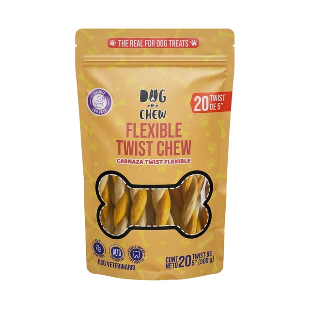 Premio de Carnaza para Perro DOG-O-CHEW Trenza Flexible 5' 100% natural Sabor Camote pavo