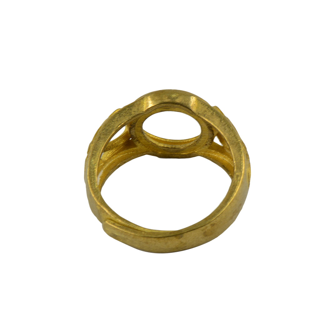 Golden Brass Round Bezel Adjustable Hollow Flower Ring Blank Bases DIY 10mm 