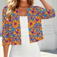 thumbnail image 5 of Ynynloco Women's Floral 3/4 Sleeve Kintted Shrugs Sweaters Lightweight Open Front Cropped Cardigan for Dress, 5 of 7