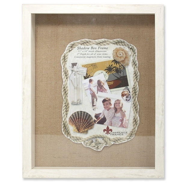 Lawrence Frames Ivory 11x14 Front Hinged Shadow Box Frame with Burlap