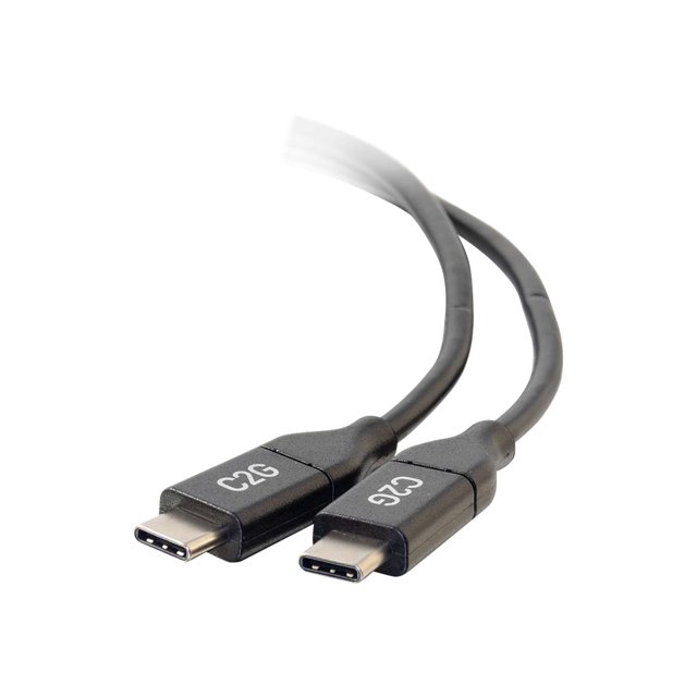 C2G Câble USB-C de 10 Pi - Câble USB-C vers USB-C - USB-C 2.0 5 A - 480 Mbps - M/M - Câble USB - 24 Broches USB-C (m) Réversible vers 24 Broches USB-C (m) Réversible - USB 2.0 - 30 V - 5 A - 10 Pi - Noir