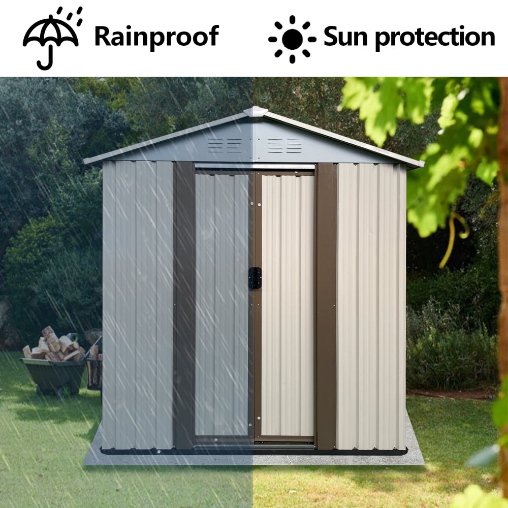 5x3 FT Outdoor Storage Shed with Apex Roof, White Garden Tool Shed for Compact Backyard & Patio Organization