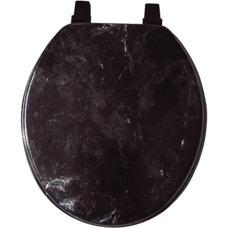 - BLACK MARBLE LOOK WOOD VENEER TOILET SEAT, STANDARD SIZE ROUND