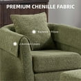 thumbnail image 4 of Lisonu Chenille Swivel Accent Chair with Ottoman Set, 360° Rotation Barrel Armchair with Removable Pillow, Green, 4 of 9