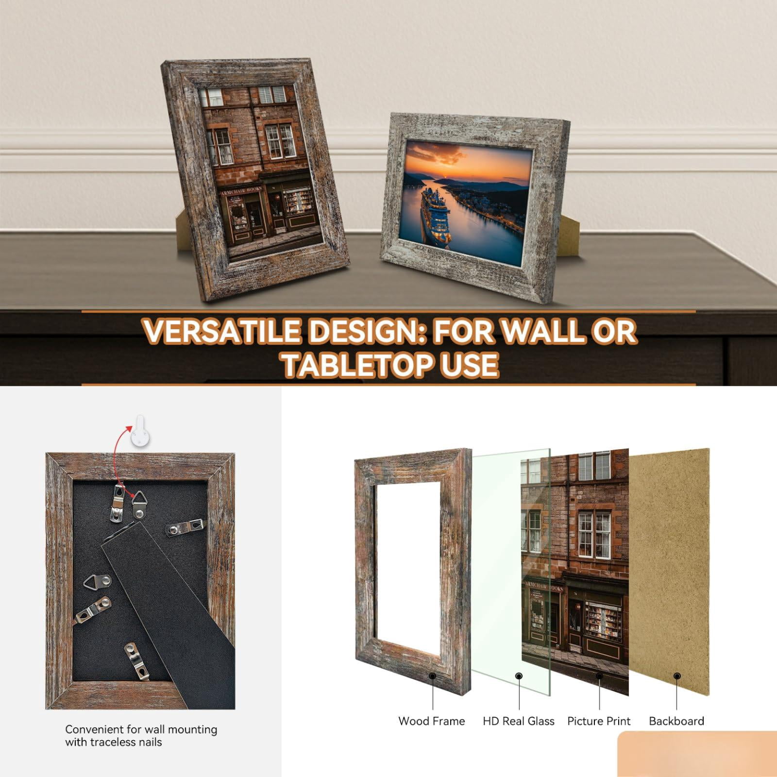 Picture Frames Multicolor 4X6, Set of 8 for Tabletop or Wall Hanging