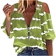 thumbnail image 1 of Tops Para Mujer Elegante Casual Fuera Del Hombro Tops Jersey Blusa Media Manga Cremallera Camisa Estampada Odeerbi  ODB163602, 1 of 5