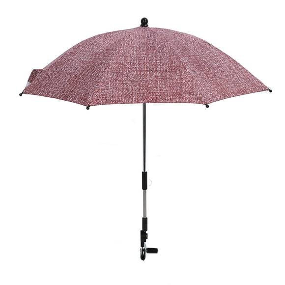 Umbrella for with Clamp, Sun Proof Rainproof Baby Parasol Universal Clip 75cm UV Protection for Outdoor Red