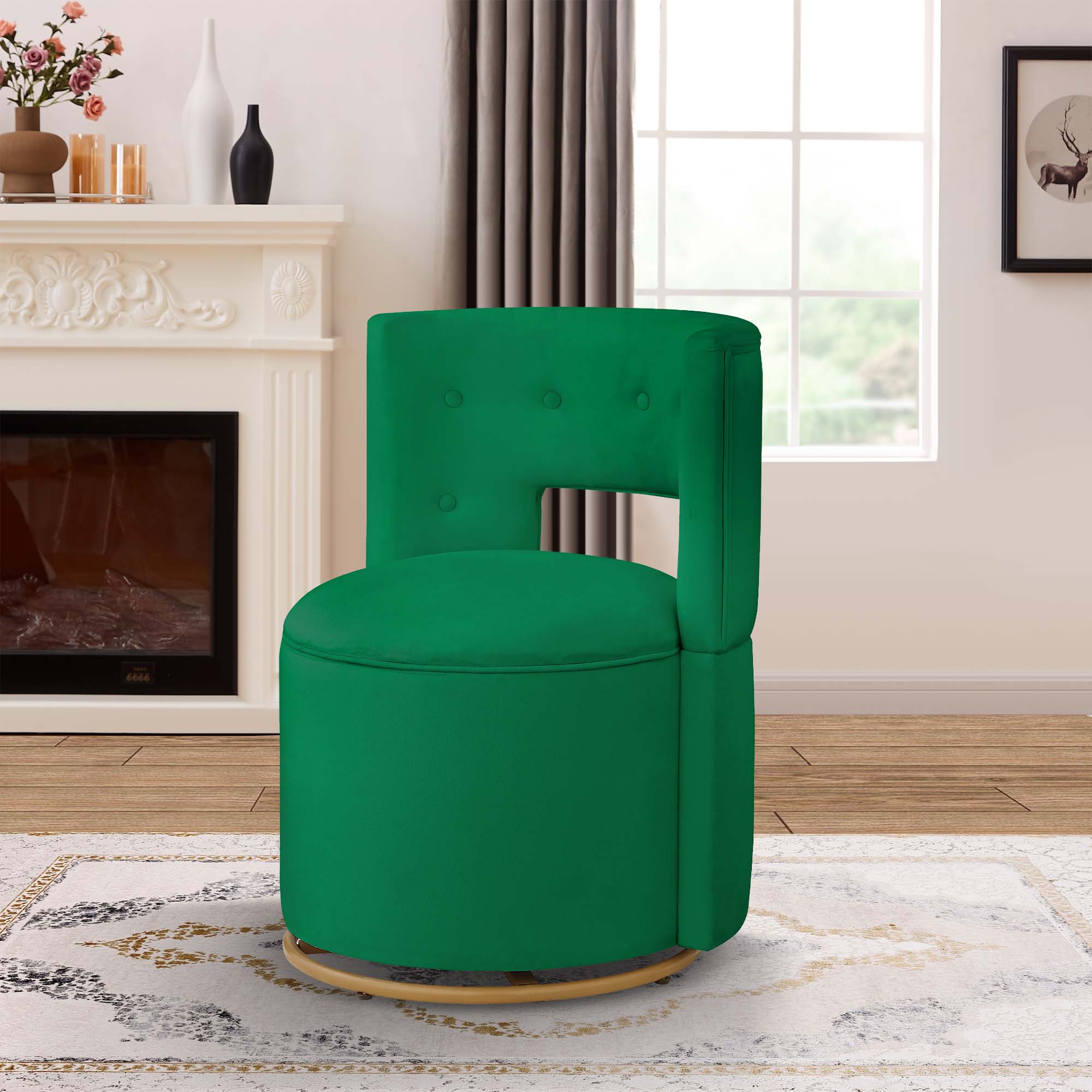 Aukfa Swivel Accent Chair Tuftd Accent Chair with Storage for Living Room Green
