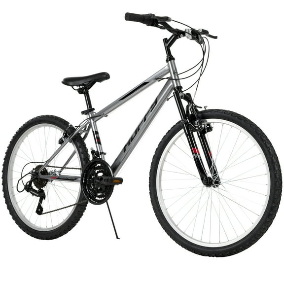 Huffy 24” Rock Creek Mountain Bike, Fits Riders 58” - 70”, Gray, Youth, Boy’s