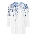 thumbnail image 5 of Women's Fashion 2024 Dressy Casual Tops for Lady Vintage Spring Sweatshirts Summer Clothes for Teen Girls 3/4 Sleeve Loose Fit Flowy Tunic Tops Round Neck Blouse Floral Print Light Blue T Shirts XL, 5 of 5