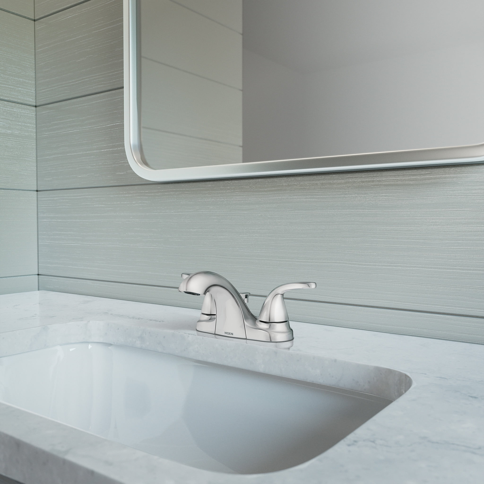 Moen Adler Two-Handle Centerset Bathroom Faucet, Chrome Finish, 4-Inch Design
