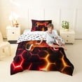 thumbnail image 4 of Erosebridal Orange Gamepad Twin Comforter Sets For Kids Gamer,Modern Geometric Hockeycomb Pattern Bedding Set,Reversible 2 Pieces, 4 of 7