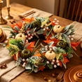 thumbnail image 7 of Artificial Fall Wreath for Front Door, Thanksgiving Maple Leaf Wreath with Mini Green Cream Pumpkins, Halloween Rustic Farmhouse Harvest Garland, 7 of 7