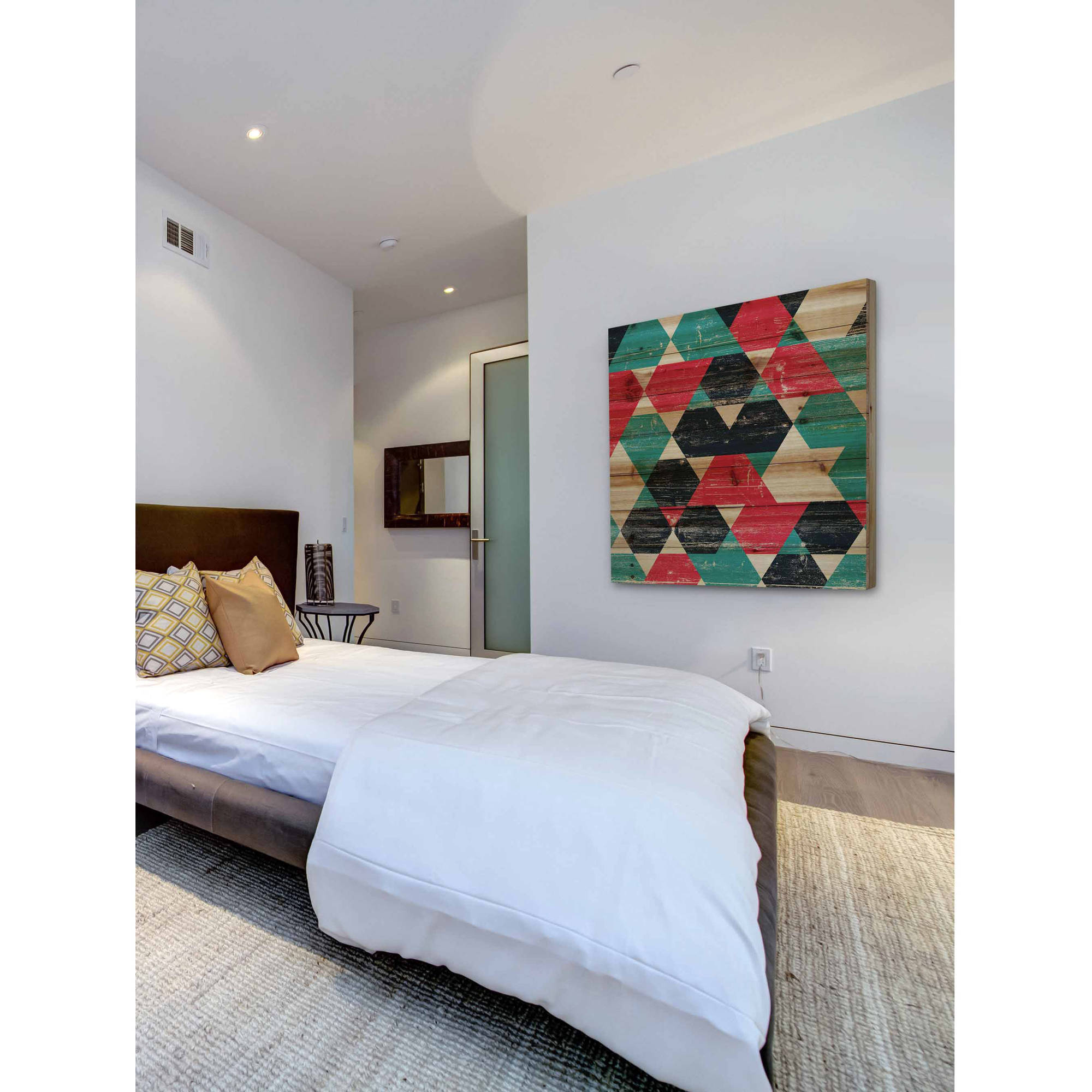 Marmont Hill - "Splashing Red" Painting Art Print On Natural Pine Wood, 24.0" x 1.5"