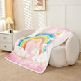 thumbnail image 2 of Erosebridal Kawaii Rainbow Fleece Blanket, Cartoon Cloud Sherpa Throw, Love Decoration, 2 of 6