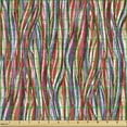 thumbnail image 2 of Ambesonne Retro Fabric by the Yard Upholstery, Swirly Lines Pattern Plot, 5 Yards, Dark Pink and Blue Grey, 2 of 5