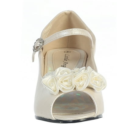 

Dempsey Marie Girl s Peep Toe Dress Shoe with Satin Flowers