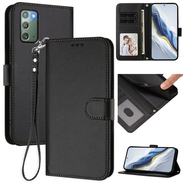GANGXUN Wallet Case for Samsung Galaxy Note 20 – Magnetic Closure, RFID Blocking, Wrist Strap, Wireless Charging Compatible