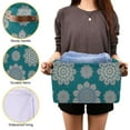 thumbnail image 7 of Storage Basket Mandala Flower Teal Foldable Canvas Laundry Baskets Bin Waterproof Inner Layer with Sturdy Handles for Toy Nursery Blanket Clothes 2 Pack, 7 of 7