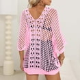 thumbnail image 4 of USSUMA Cover Ups for Swimwear Women Casual Short Sleeve Breathable Blouse Tunic Hollow Out Valentine's Day loose casual Shirt tops Women's Swimsuits for Dating Walking Athletic Fit Pink, 4 of 4