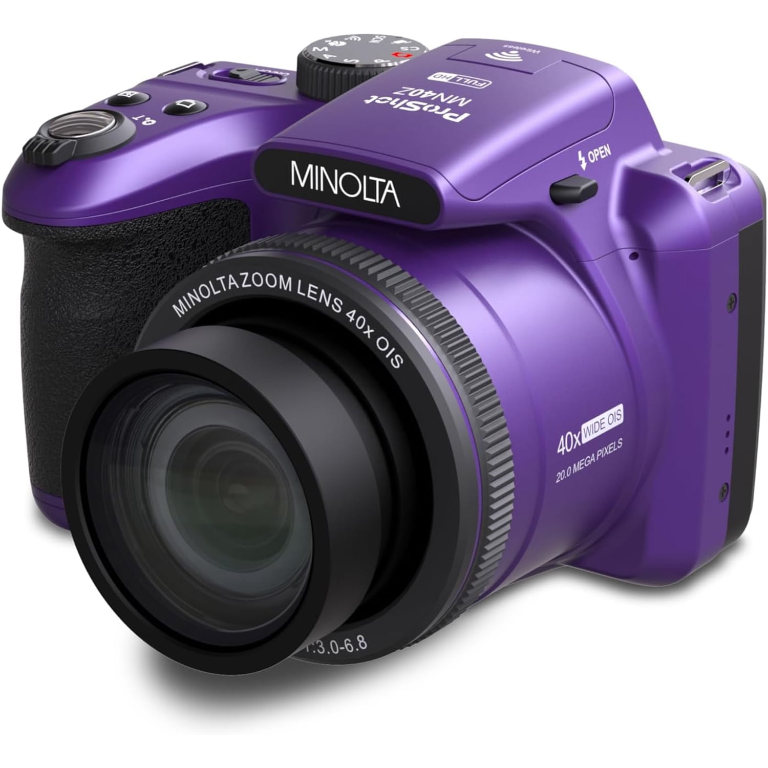 Minolta MN40Z 20 MP / 1080P FHD Bridge Camera w/40x Optical Zoom (Purple)