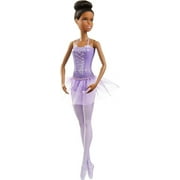 Barbie Ballerina Beautiful Doll Dressed Up Purple Skirt  Removable tatu with  Black Hair, Brown Eyes, Ballet -Posed Arms, Sculpted Toe Shoes