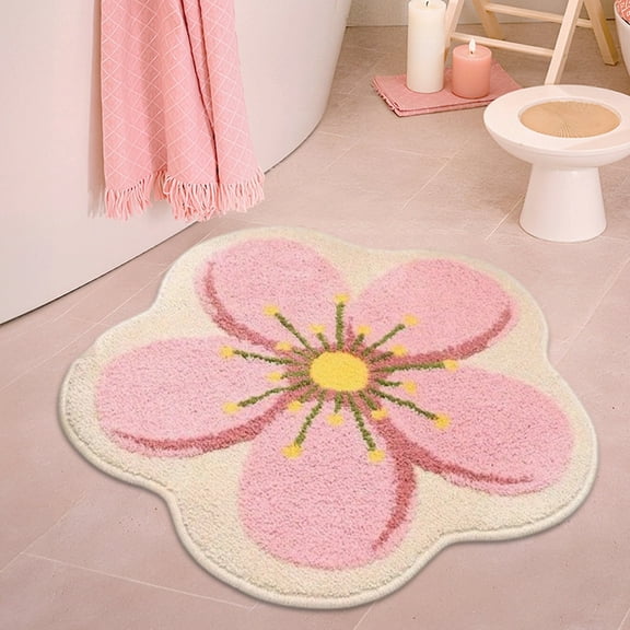 60x60cm Bathroom Rugs Flower Carpet Bedroom Carpet Decorative Carpet Suitable For Living Room Bedroom Study Room Washable No Slip Mat