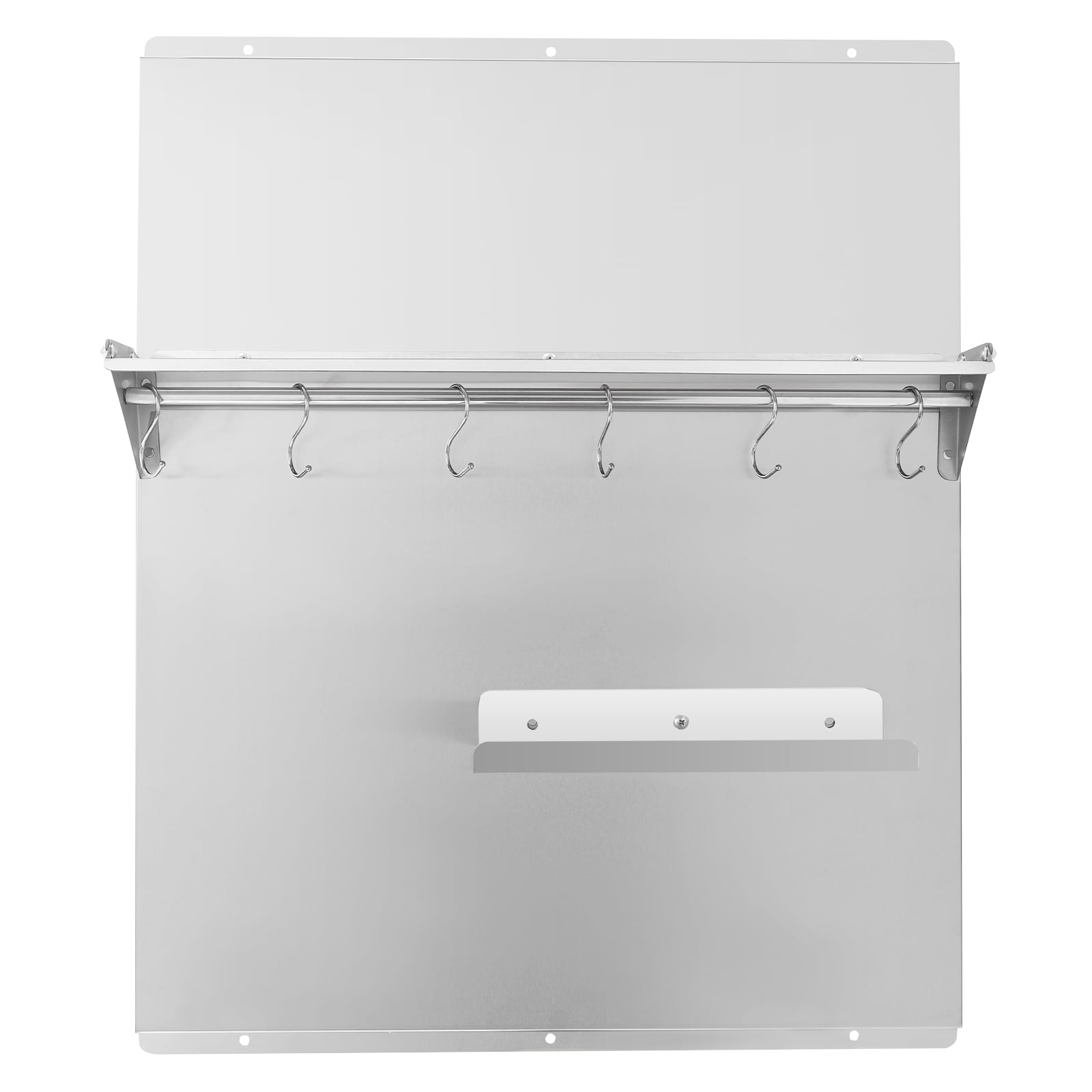 24x30 Inch Range Backsplash with Storage Shelf, Stainless Steel Splash Guard with 6 Hooks and Knife Rack, Easy Wall Mount for Kitchen Protection