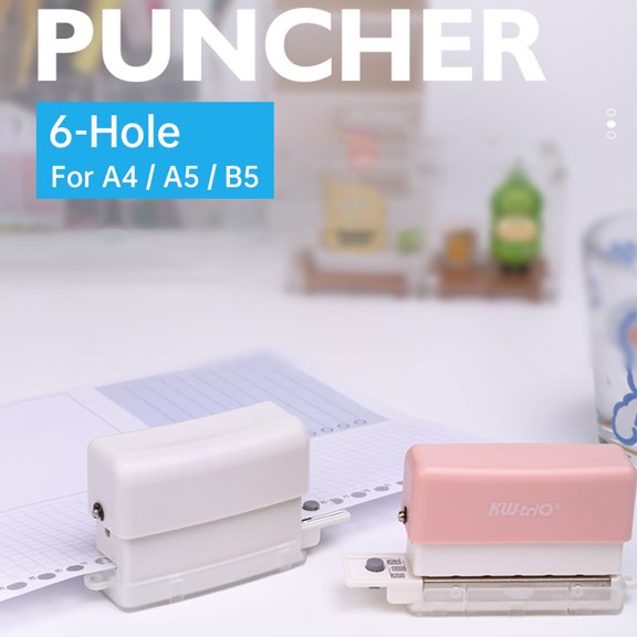 Ametoys KW triO Paper Punch, 6 Hole Handheld Puncher for A4 A5 B5 Notebook, DIY Office Supplies