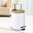 thumbnail image 5 of Step Trash Can,Garbage Rubbish Bin with Bamboo Lid,Removable Liner Bucket,Waste 3L White, 5 of 8