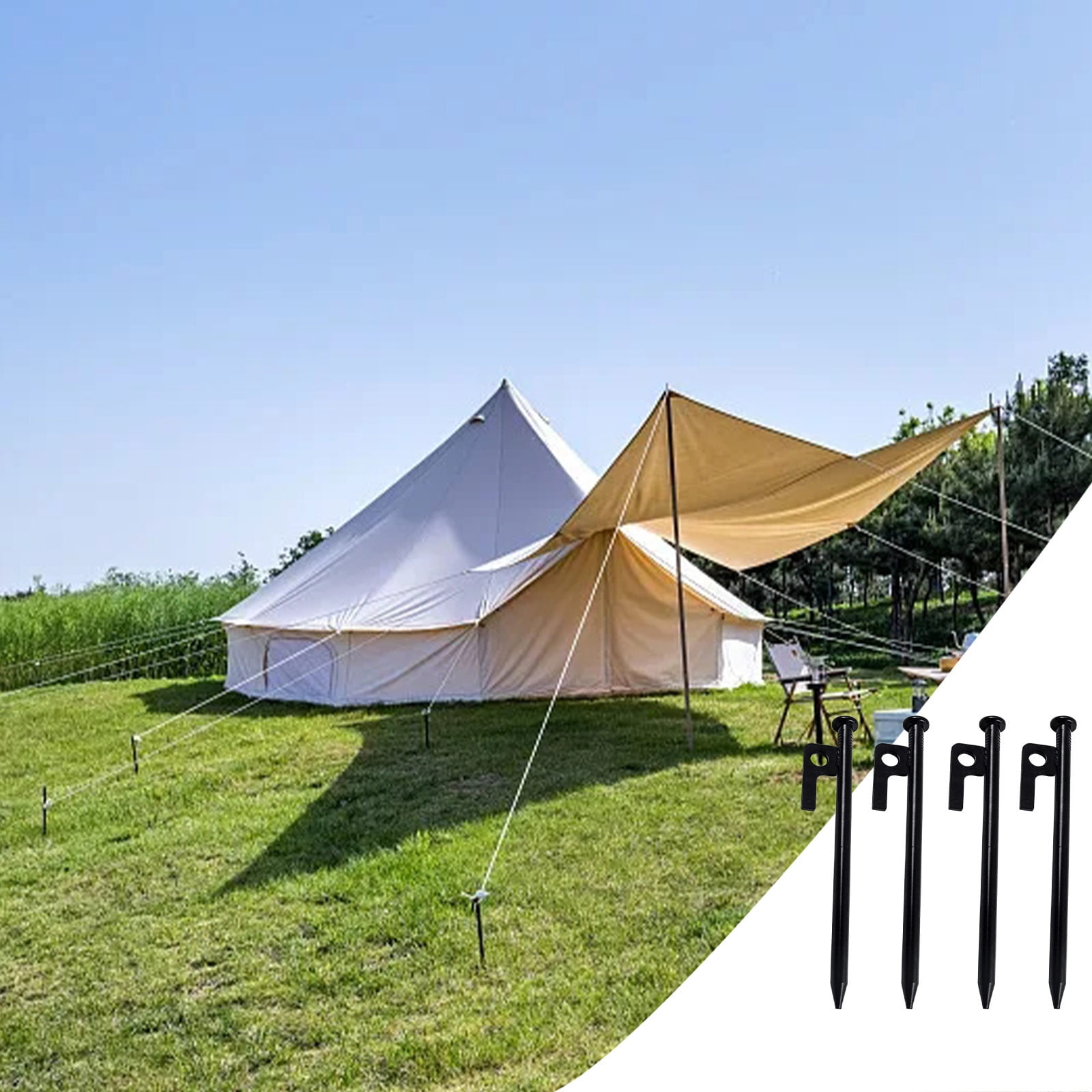 UUHYTG Solid Outdoor Camping Ground Nails Tent Stakes, Heavy Duty Steel Tent Pegs for Garden Lawn Beach Gazebo Awnings Tarps, Easy Setup Camping Accessory for Outdoor Hiking and Adventure Trips