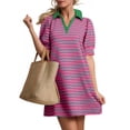 thumbnail image 1 of Vestido ZESICA Minivestido casual de verano a rayas 2025 para mujer, 1 of 9