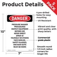 thumbnail image 2 of Pressure Washer Procedures Inspect OSHA Danger Rigid Plastic Sign 10 Inch x 7 Inch - 5 Pack, 2 of 8