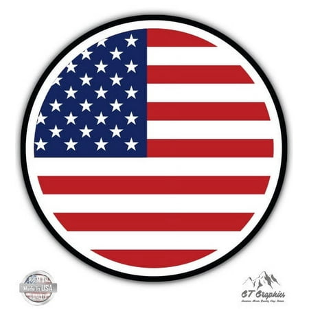 American Flag USA - 3" Vinyl Sticker - For Car Laptop I-Pad Phone Helmet Hard Hat - Waterproof Decal