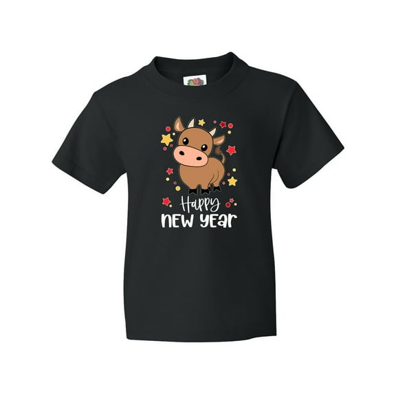 Inktastic Happy New Year Cute Ox Youth T-Shirt