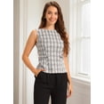 thumbnail image 4 of DARING DIVA Women's Tweed Elegant Crew Neck Business Vest Tops M White Black, 4 of 7