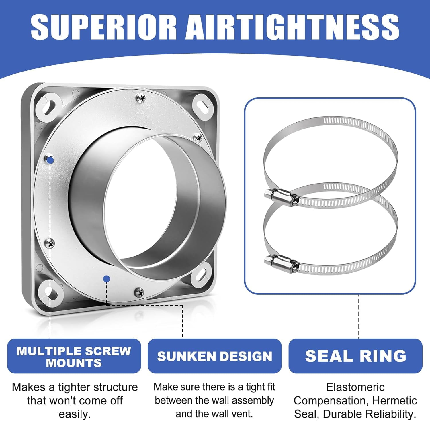 Magnetic Dryer Vent Coupler with 4 inch Hose，Magnetic Dryer Vent Coupling for Connection and Disconnection,Magnetic Dryer Vent Connector Kit Strong Magnetic Self-connection(silver）