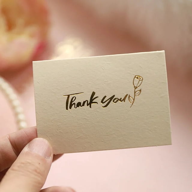 Juego de tarjetas de felicitación con sobre, Mini tarjetas pequeñas de Color dorado claro para negocios, tarjeta de regalo de agradecimiento para el día del Maestro de la madre, 10 unidades