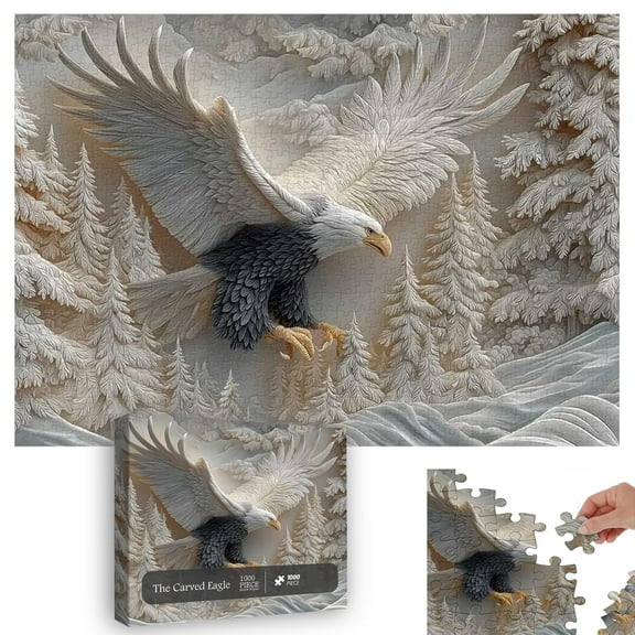 The Carved Eagle 1000 Pieces Sculpted Puzzle, Challenging Puzzle Game For S & Families, 1Mm Thick Jigsaw With Intricate 3D Artwork, Premium Precision Cutting,